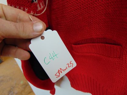 sMLw25	1940-50's	 Vintage Older Pretty Red Cardigan Sweater (46) Chest size 44 inches	$120 - Image 3