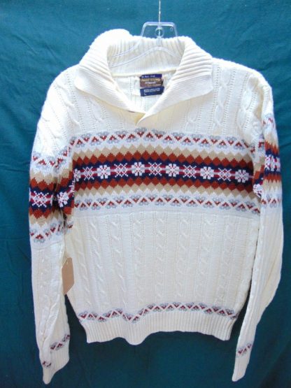 sMLw39	1970's	Vintage Acrylic Snowflake V neck Sweater Chest size 41 inches	$40