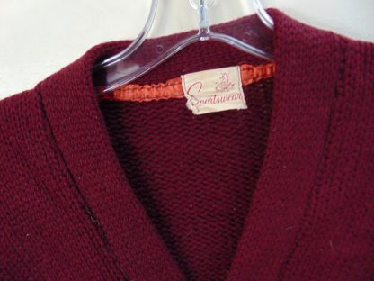sXw11	1940's	Vintage Maroon School Wool Cardigan Letterman Sweater  Chest size 46 inches	$90 - Image 4