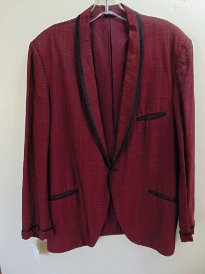sc9	1950-60's	Red black Sharkskin mid weight Smoking/Dinner Vintage Jacket Chest 43 in.	$90