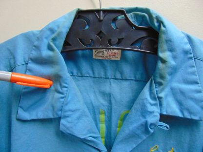 ssb2	1960's	Vintage Blue Bowling Shirt cotton blend  Chest size 48 inches	$60 - Image 4