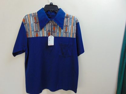 ssb39	1970's	Two tone Blue polo Vintage Bowling Shirt  poly Chest size 46 inches	$30 - Image 4