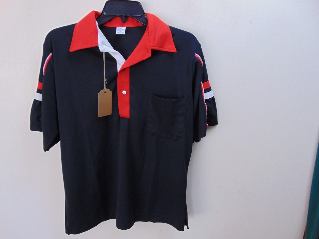 ssb49 1970’s Two tone Polo type Vintage Bowling Shirt polyester Chest ...