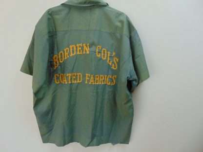 ssb53	1970's	Green Vintage Bowling Shirt  pwerma press Chest size 42+ inches	$40