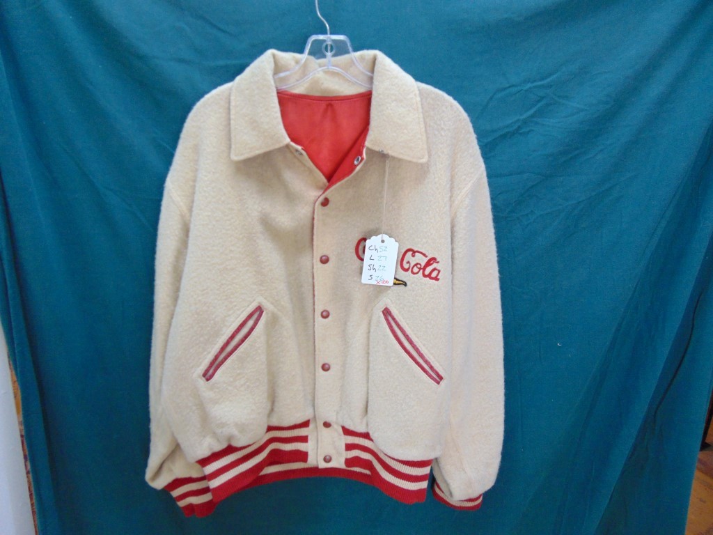 x100 1940-50's Vintage White Wool Coca Cola and Red Satin Reversible Jacket $90