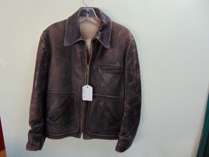 x53	1940-50's	 Vintage Horse hide Leather Bomber style Jacket with side cinches	$350