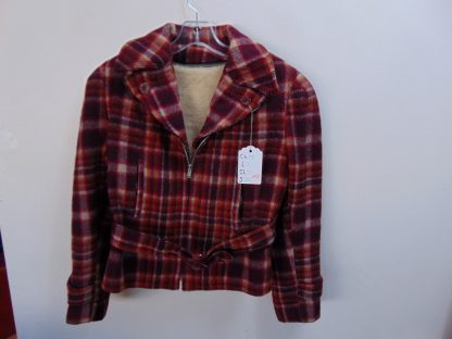 x54	1930-40's	 Vintage Wool with Mouton zip out lining Belted Jacket	 $220 	think like a woman's bike jacket