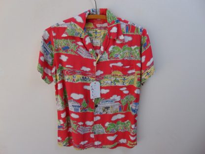 xx21	1940-50's	 Vintage Rayon Border Hawaiian  Shirt	$250