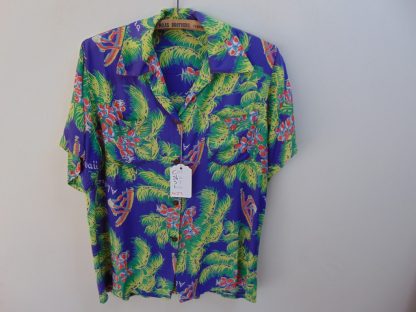 xx22	1940-50's 	Vintage Rayon Coconut Climber Hawaiian  Shirt	$220