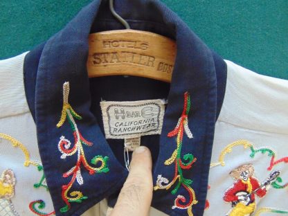 xx57	 1940-50's	 Vintage Western Black Square Dancing embroidery Gabardine Shirt	$220 - Image 2
