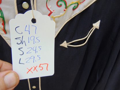 xx57	 1940-50's	 Vintage Western Black Square Dancing embroidery Gabardine Shirt	$220 - Image 6