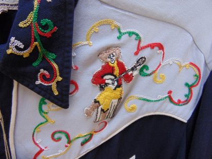xx57	 1940-50's	 Vintage Western Black Square Dancing embroidery Gabardine Shirt	$220 - Image 5