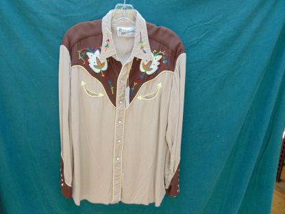 xx61	 1940-50's 	Vintage Western Brown Gabardine Shirt	 $150