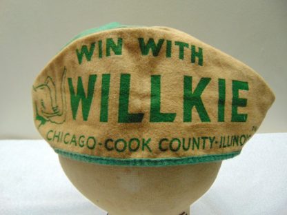 H100	 size (7 5/8) front to back 8 1/4in. side to side 7 1/2in. Win for Willkie peaked vintage cap	$60 - Image 5