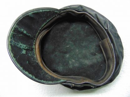 H109	 size (est.6 5/8) front to back 6 3/4in. side to side 6 1/2in. Leather Harley Davidson vintage cap	$150 - Image 3