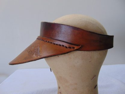 H129	 size adjustable 7, 7 1/4, 7 3/8 Tooled Leather Political Party Squirrel, Republican and Democrat Visor 	$50 - Image 6