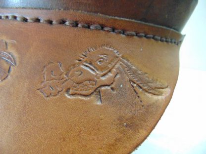 H129	 size adjustable 7, 7 1/4, 7 3/8 Tooled Leather Political Party Squirrel, Republican and Democrat Visor 	$50 - Image 4