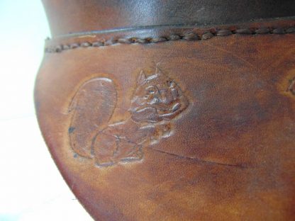 H129	 size adjustable 7, 7 1/4, 7 3/8 Tooled Leather Political Party Squirrel, Republican and Democrat Visor 	$50 - Image 2
