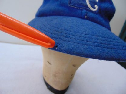 H140	 size (est.7 1/8 tight 7 1/4) Wool KC Royals 1960's Baseball vintage cap	$30 	 tiny hole, tiny 1 cm. split at seam, wool in good shape - Image 4
