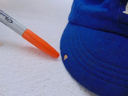 H141	 size (est.7 1/8 tight 7 1/4) Wool KC Royals 1960's Baseball vintage cap	$20 	wool have hole in bill, Megan written inside bill - Image 3