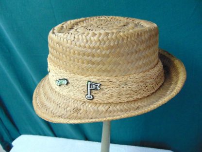 H48	 Vintage Hat size (est.7 1/2) front to back8 3/8 in. side to side 6 5/8in. Brim 2 1/4in. Crown 4in.	$60