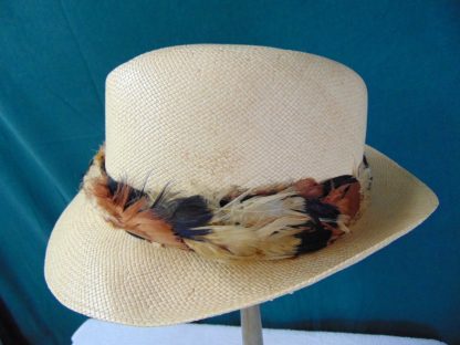 H61	 Vintage Hat size (7) front to back 7 3/4in. side to side 6 1/2in. Brim 2 1/2in. Crown 4in.	$50