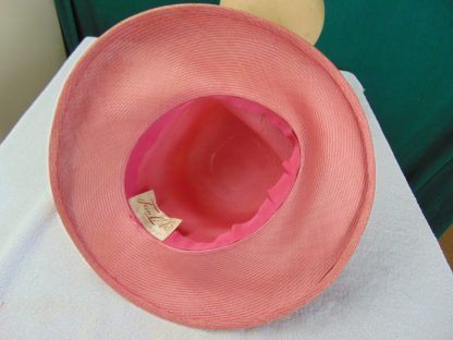 wh2	  Vintage Womans Floppy Summer Hat size (est.6 5/8) front to back  7in. side to side  6 1/4in. Brim  4in. Crown 5 1/4in.	$8 	the pink flowers dyed through underneath - Image 4