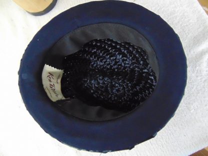 wh34	 Vintage Womans Hat  size (est.7) front to back  7 1/4in. side to side  6 3/4in. Brim  in. Crown 3 1/2in.	$15 - Image 3