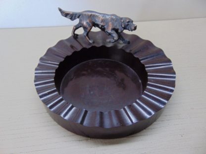 k43	 Vintage  Bakelite Ashtray with Dog Irish Setter motif	$50