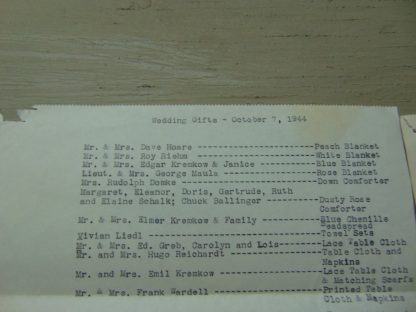 pa42	 1940's	Vintage 1944 Wedding- Gifts, Hotel, Table Card Art	$10 - Image 2