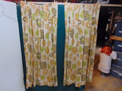 qc100	1960's	Vintage 2 PIECES Heavy Cotton Curtains	$70