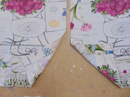 qc15	 1930's-1950's	Vintage 2 PIECES English Garden Barkcloth Curtains	$50 - Image 6