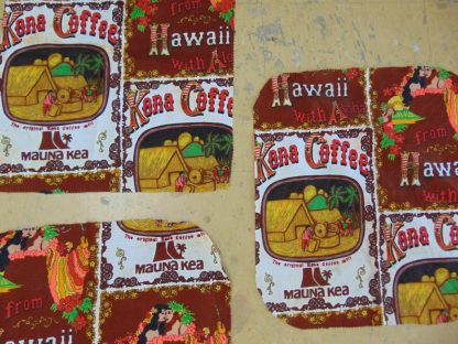 qc40	  1960's	Vintage 3 PIECES Hawaiian Coffee Barkcloth material	$25 - Image 2