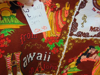 qc40	  1960's	Vintage 3 PIECES Hawaiian Coffee Barkcloth material	$25 - Image 3