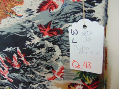 qc43	  1950's	Vintage  Birds in Waves Rayon material	$60 - Image 3