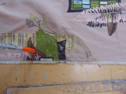 qc57	1950's	Vintage NOS  Dali eque 50's barkcloth material (with water damage might clean out if drycleaned)	$400 - Image 6