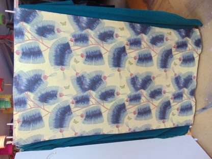 qc59	  1930's-1950's	Vintage  2 PIECES Tropical "Happily Married" Barkcloth material	$120