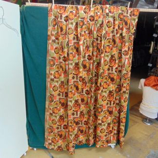 qc64	  1950-60's	Vintage  Large Barkcloth Curtain	$40