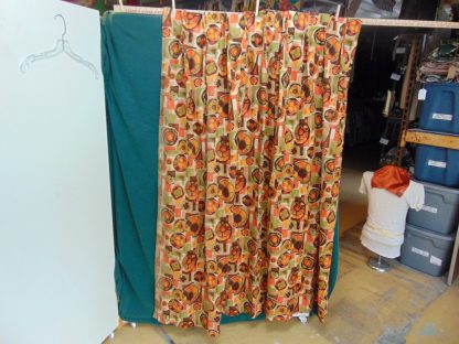 qc64	  1950-60's	Vintage  Large Barkcloth Curtain	$40