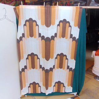 qc66	  1960's	Vintage 2 PIECES Modern Barkcloth Curtains	$40