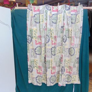 qc68	  1950's	Vintage  50's Barkcloth Curtain	$60