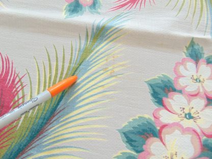 qc71 qc72	1940's-1950's	Vintage TWO PIECES  Barkcloth Tropical Curtain 	$80 - Image 5