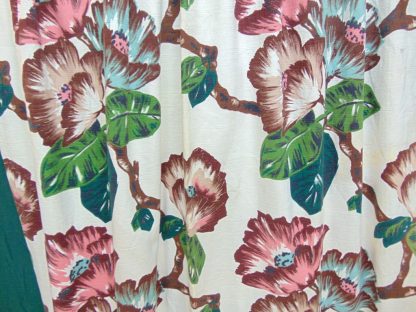 qc73	 1930's-1950's	Vintage  Cool Floral Barkcloth Curtains	$60 - Image 2