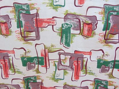 qc77	  1930's-1950's	Vintage  2 PIECES Atomic Barkcloth Curtains	$140 - Image 2