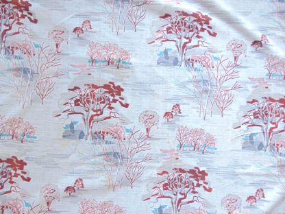 qc81	  1930's-1950's	Vintage Cool Wintery scene Barkcloth Curtain	$60 - Image 2