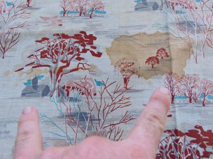 qc81	  1930's-1950's	Vintage Cool Wintery scene Barkcloth Curtain	$60 - Image 3