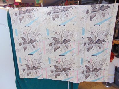 qc82	1950's	Vintage  TWO PIECES 50's Barkcloth Modernism Curtain	$60
