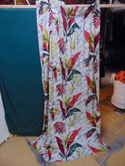 qc88	 1930's-1950's	Vintage  Tropical Birds of Paradise Barkcloth Curtain	$70 - Image 5
