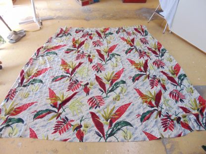 qc91	 1930's-1950's	Vintage  Tropical Birds of Paradise Barkcloth Curtain	$80