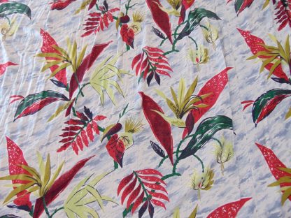 qc91	 1930's-1950's	Vintage  Tropical Birds of Paradise Barkcloth Curtain	$80 - Image 2